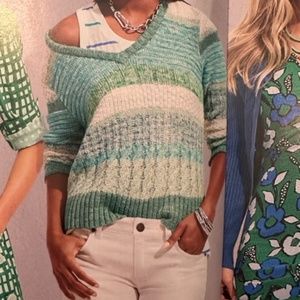 CAbi Mix Stitch V-Neck Sweater